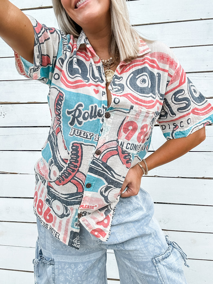 Vintage Skates Button Down Top