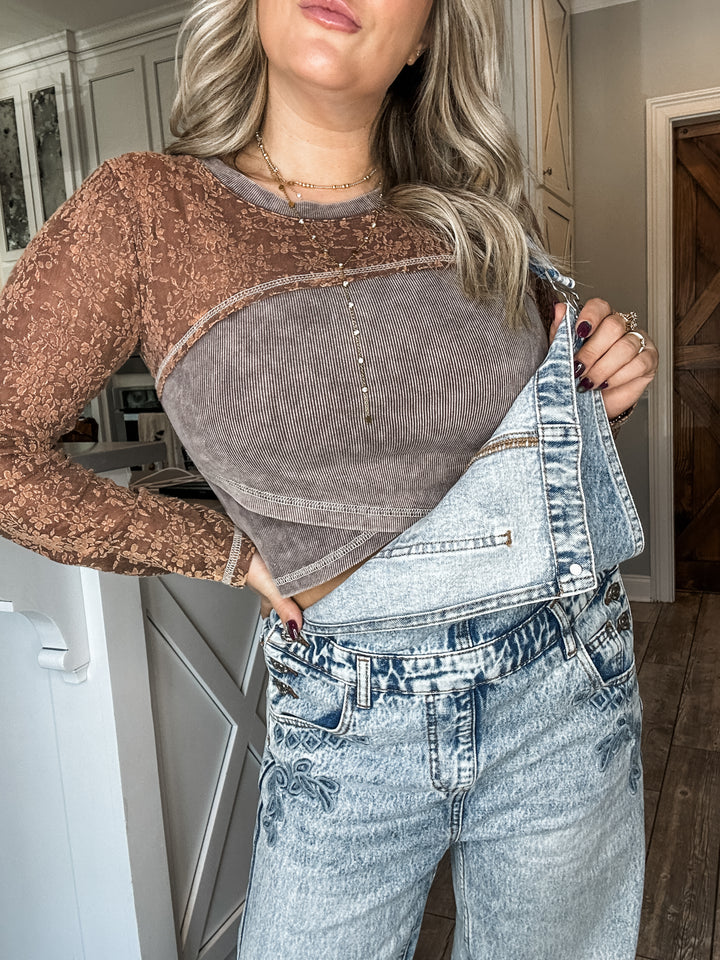 Denim Daydreams Eyelet Overalls
