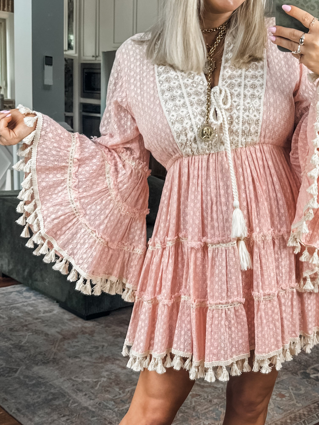 Untamed Tassel Dress - Pink