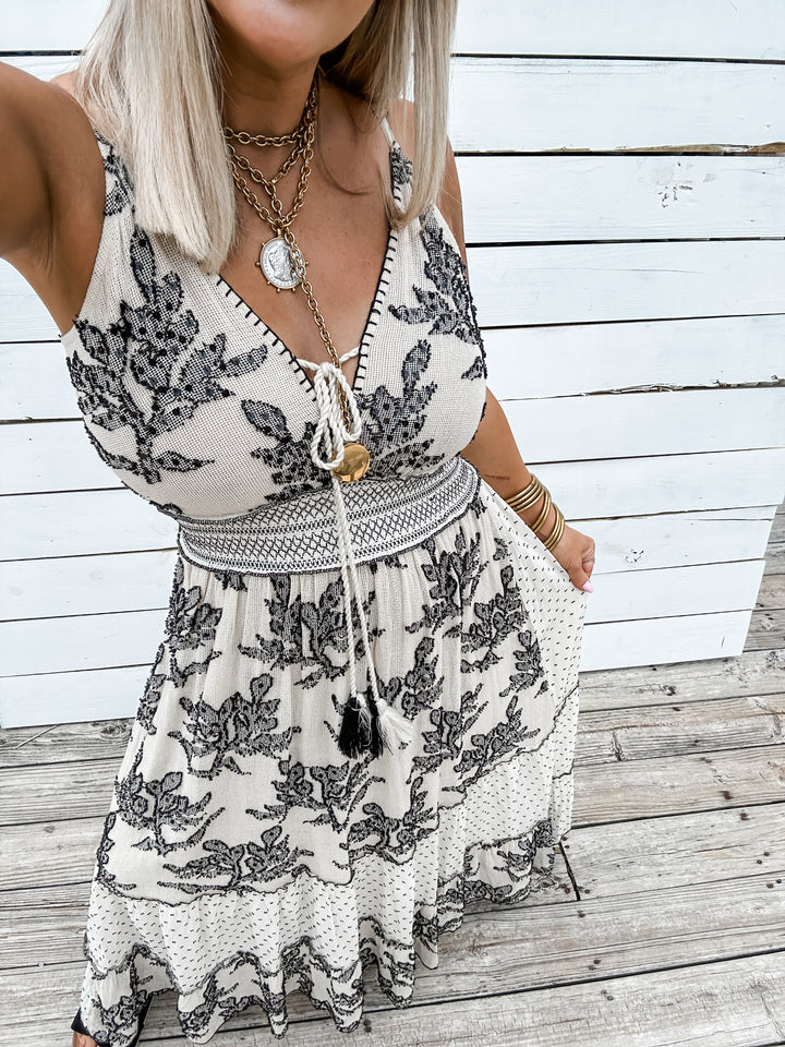 Threaded Charm Embroidered Maxi