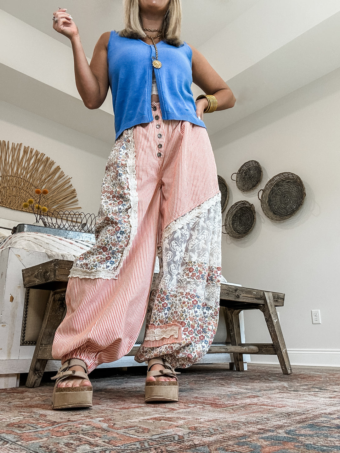 Detail Driven Coral Stripe Joggers