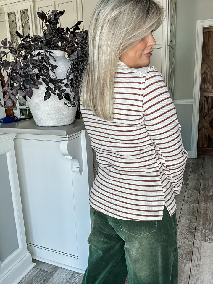 Between the Lines Ivory Striped Top