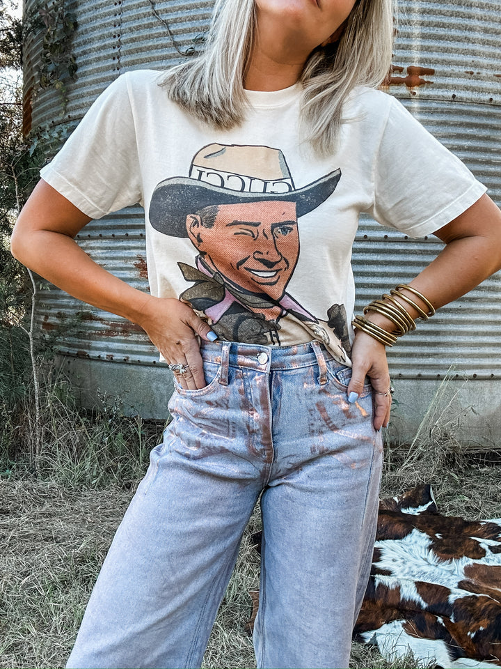 Cowgirl Chrome Metallic Foil Denim