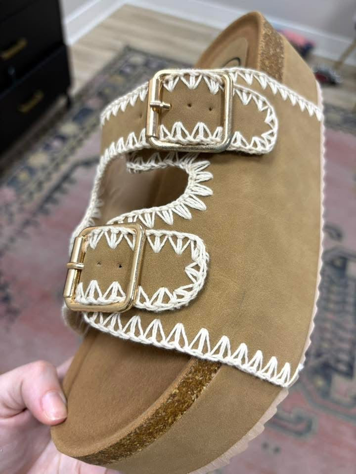 DISCOUNT Almost Famous Platforms - Mocha Stitch