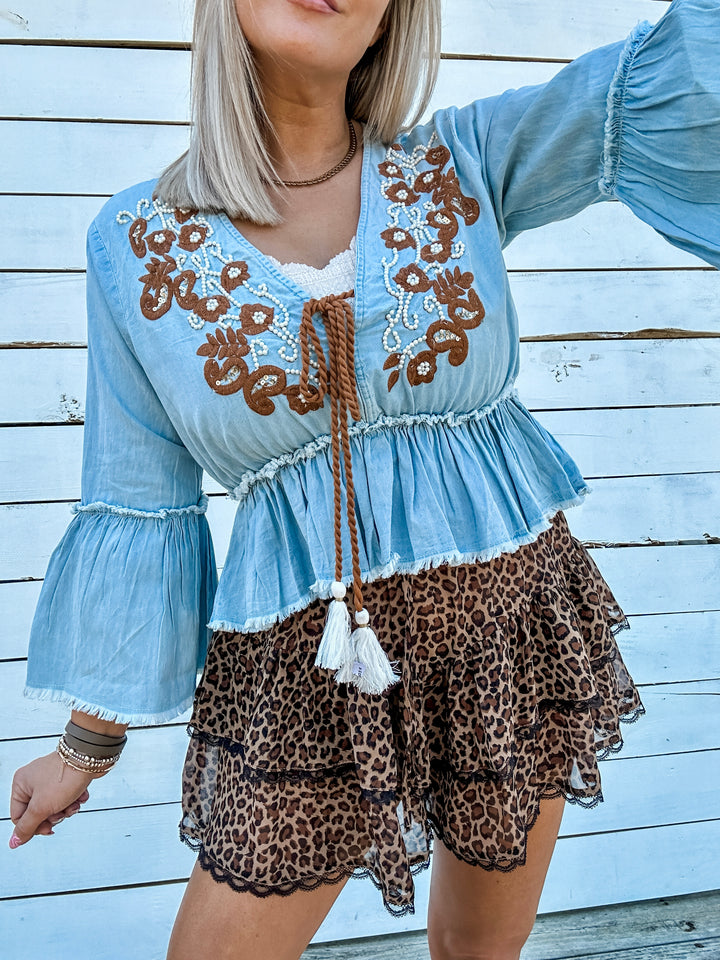 Dust & Denim Embroidered Top
