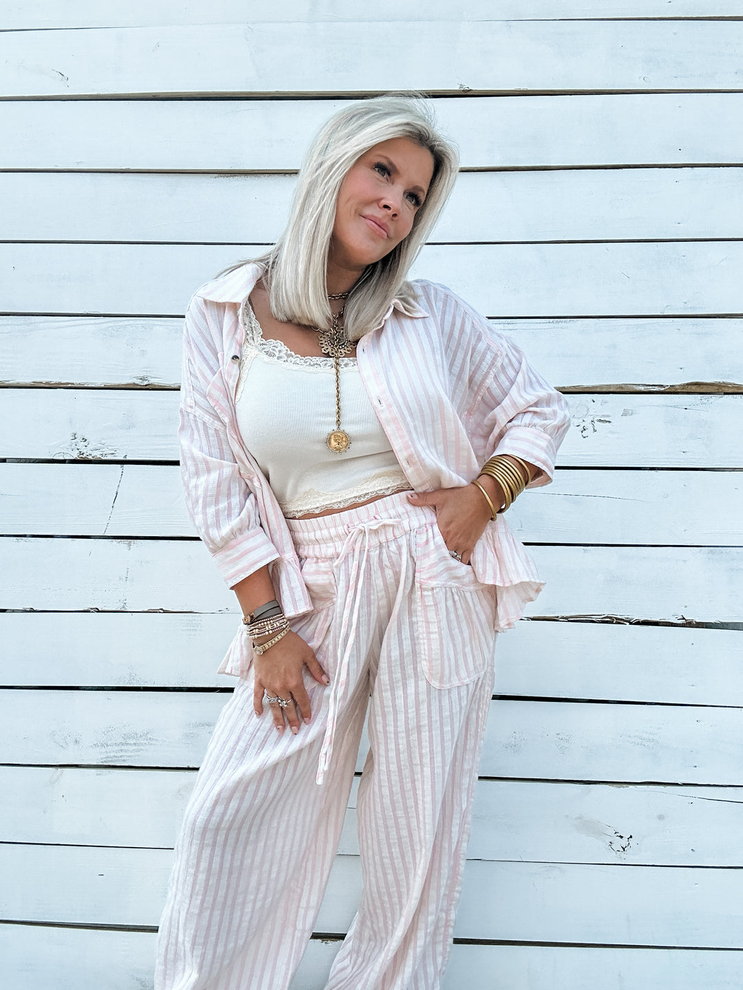 Calm Current Stripe Set - Pink