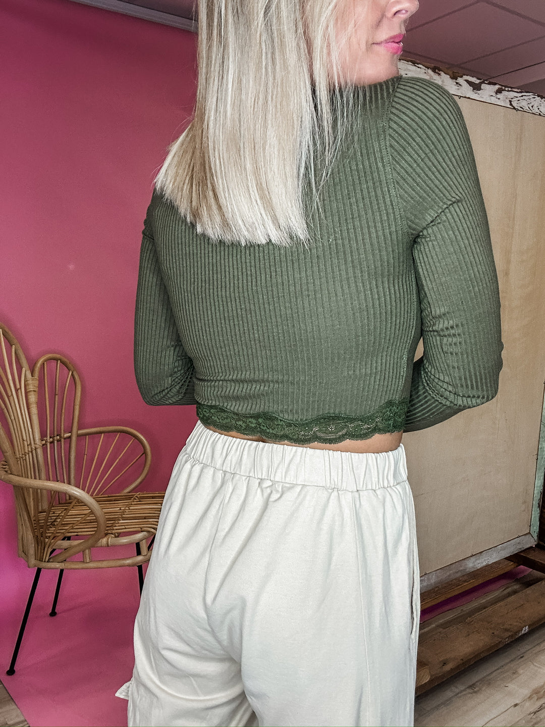 Stay Effortless Crop Tee - Olive DOORBUSTER