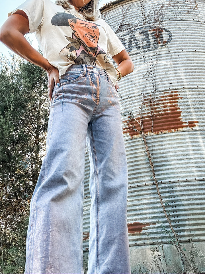 Cowgirl Chrome Metallic Foil Denim