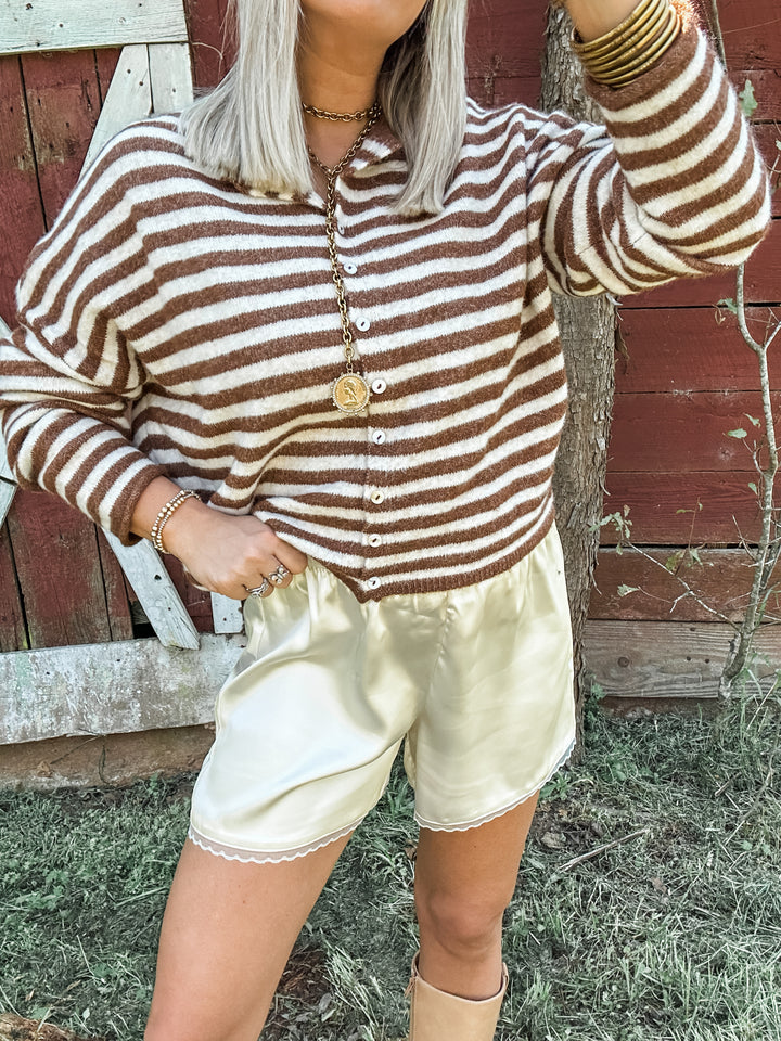 Keep It Easy Cardigan - Brown