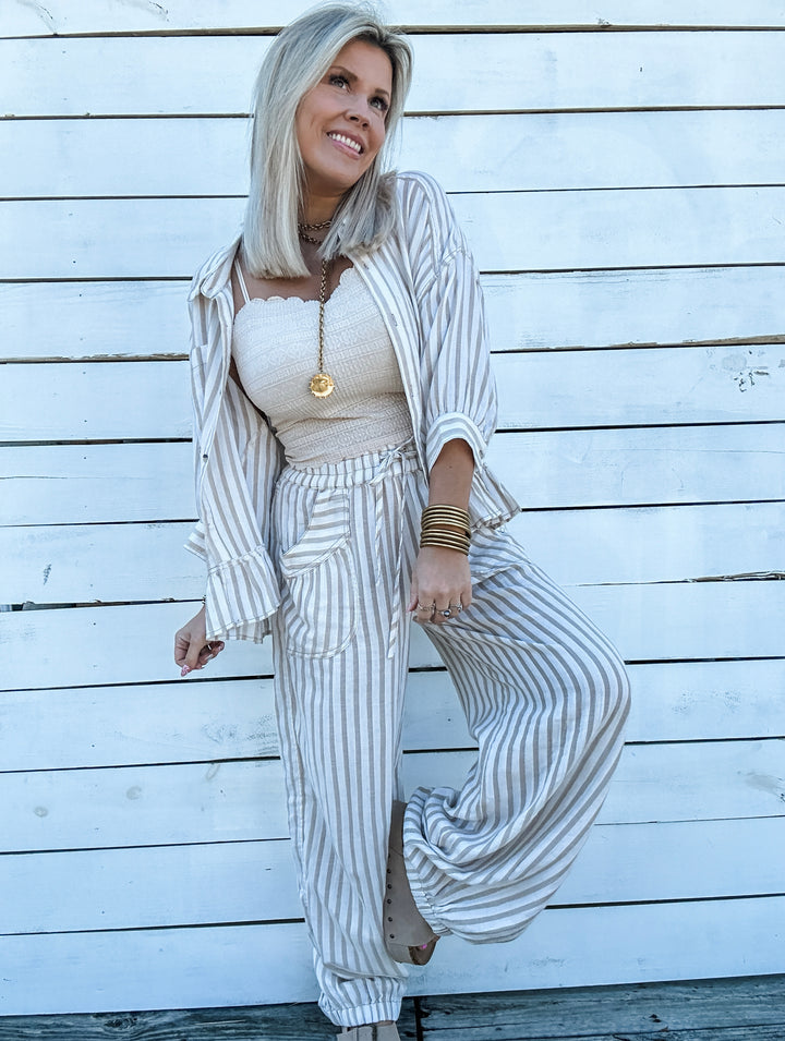 Calm Current Stripe Set - Taupe