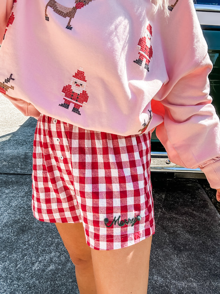 Merry Morning Gingham Shorts