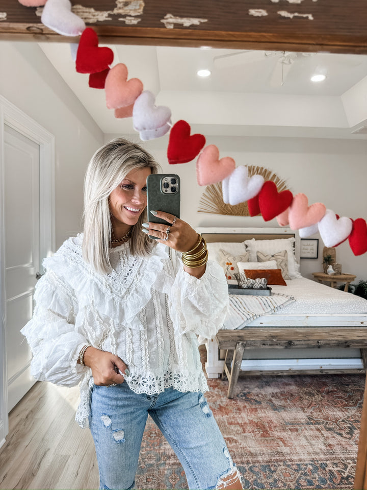 Statement Stitch Lace Top - Ivory