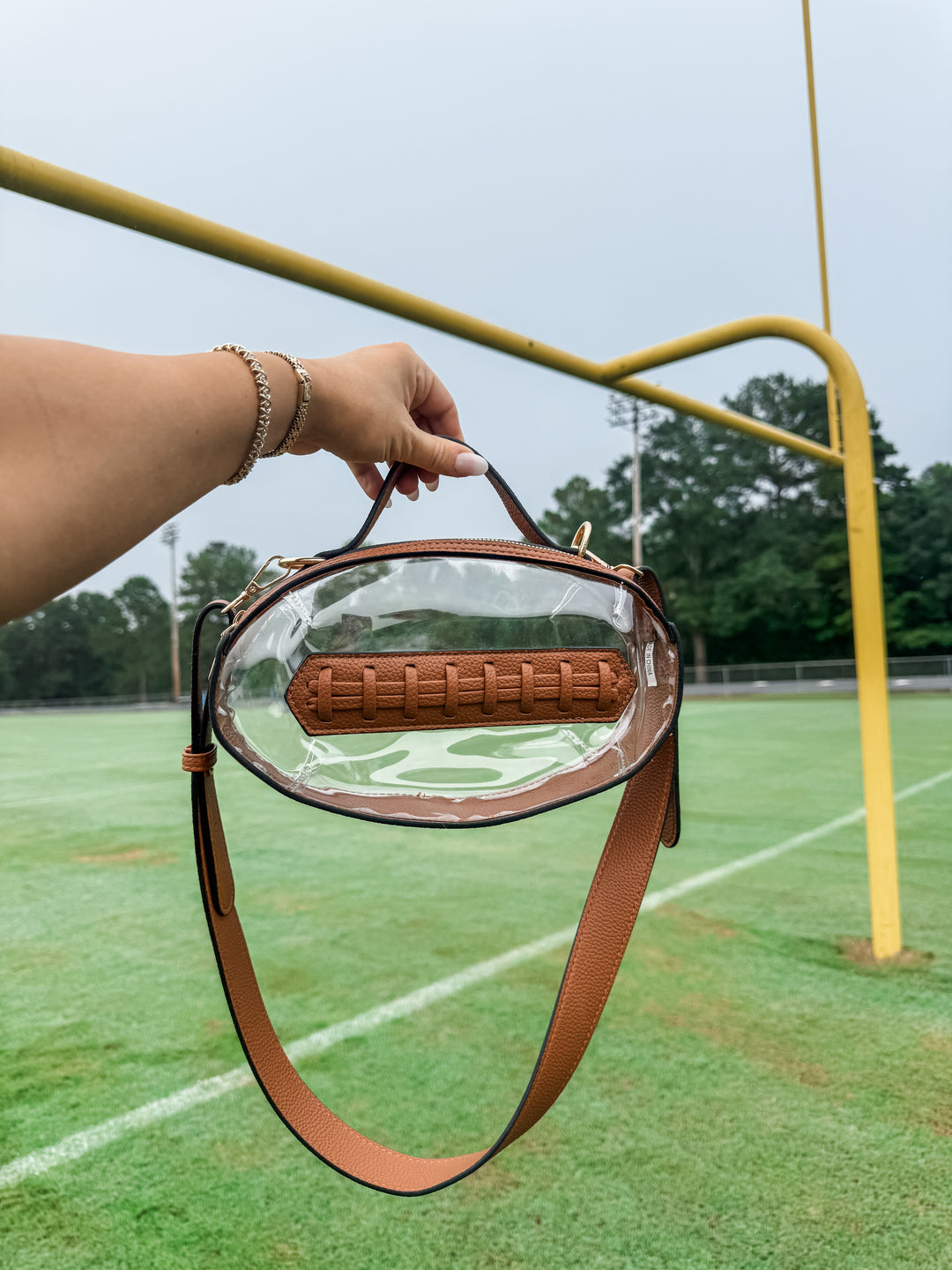 Brown Football Style Clear Bag