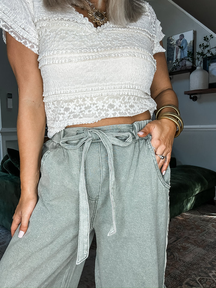 Casual Cut Track Pants - Olive