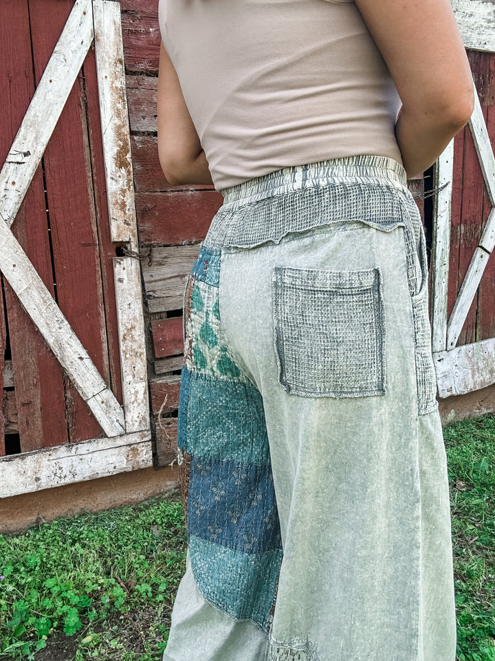 Patchwork Rambler Wide Leg Bottoms