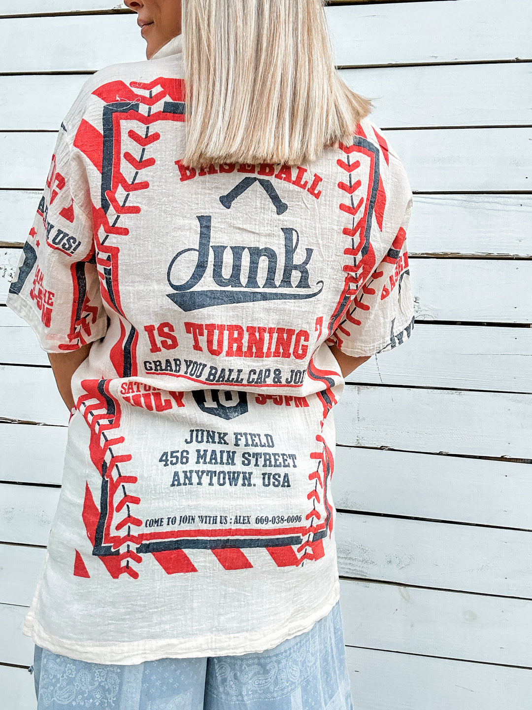 Vintage Baseball Junk Button Down Top