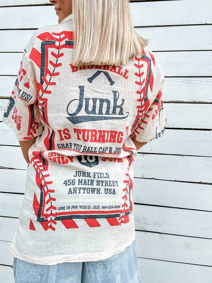 Vintage Baseball Junk Button Down Top