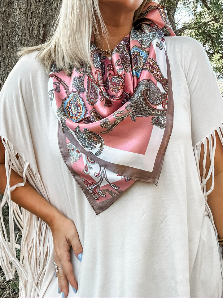 Pink & Brown Paisley Wild Rag Scarf