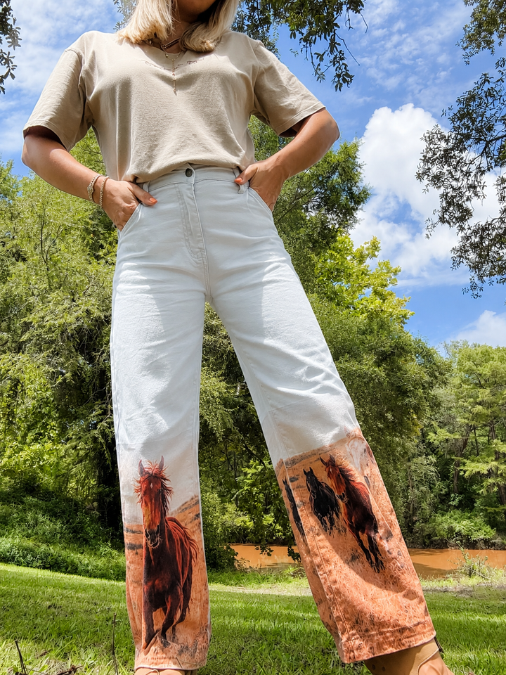 Wild at Heart Horse Denim Barrels