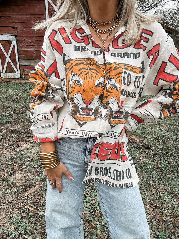 Vintage Tiger Button Up
