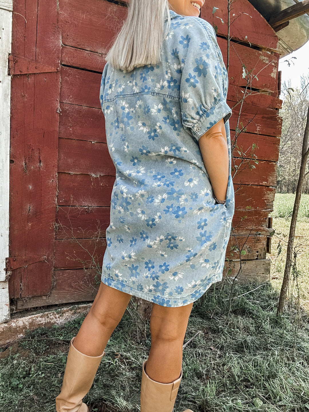 Boho Blue Denim Dress