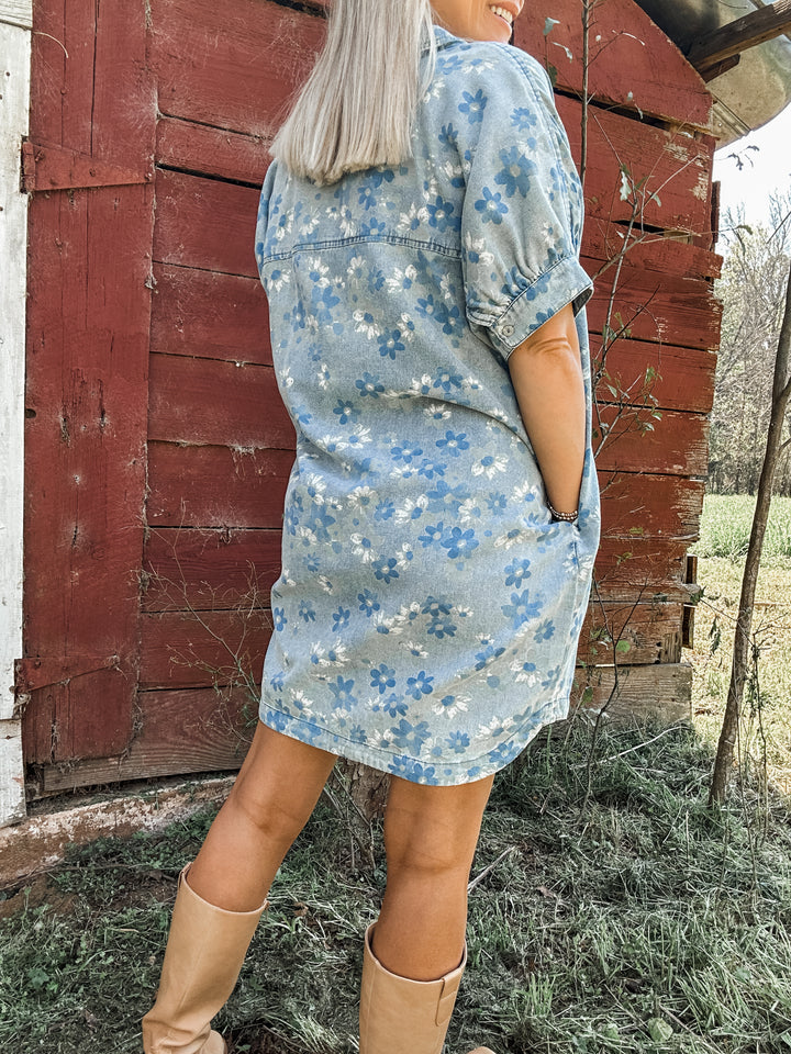 Boho Blue Denim Dress