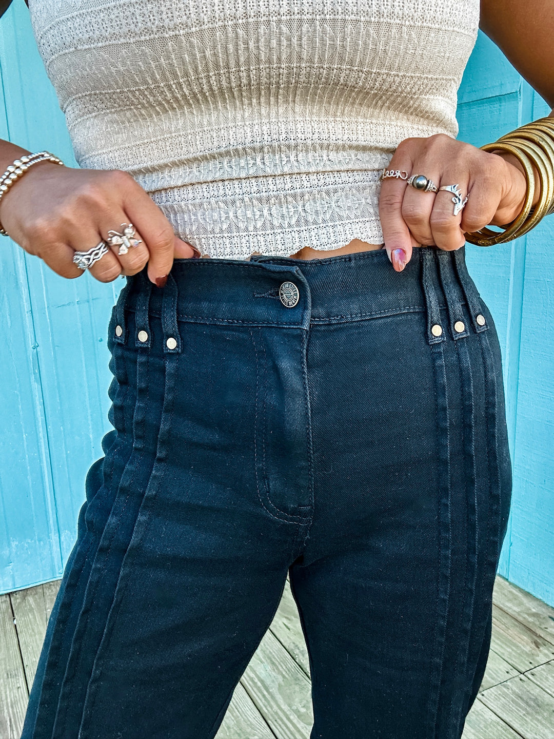 Easy Edge Black Pleated Denim