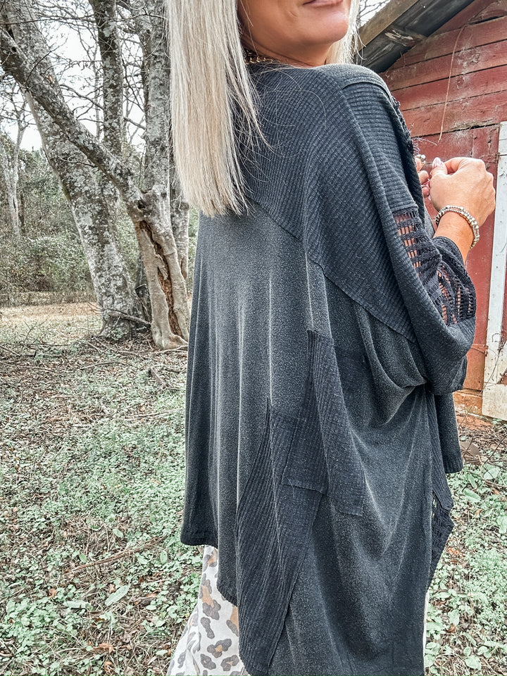 Take Chances Patchwork Top - Black