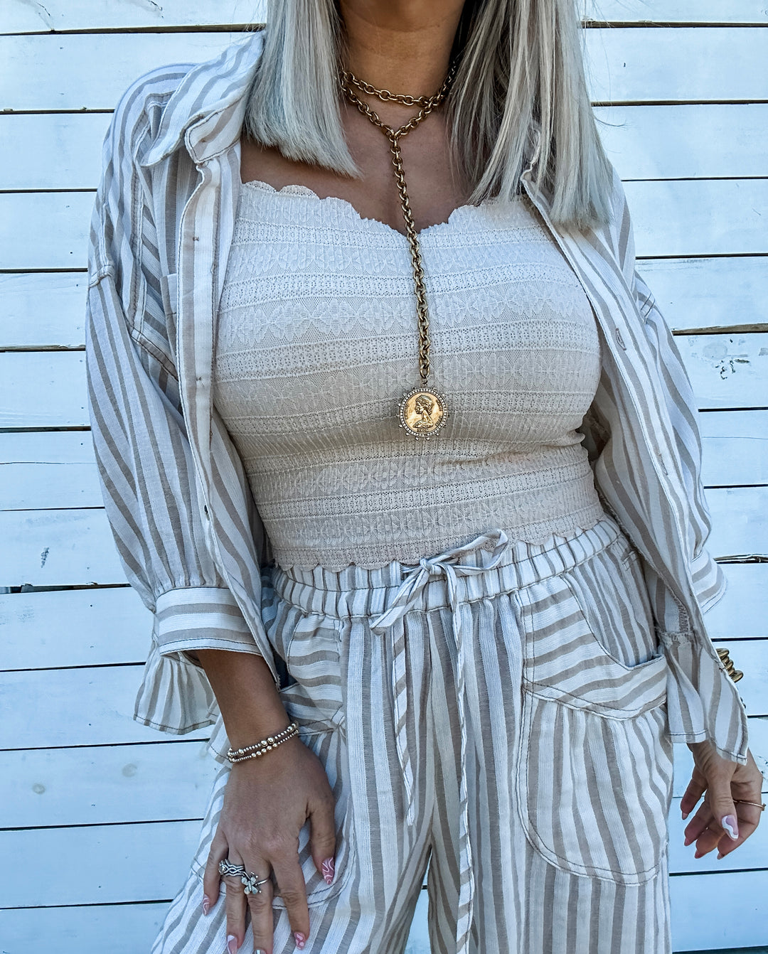 Calm Current Stripe Set - Taupe