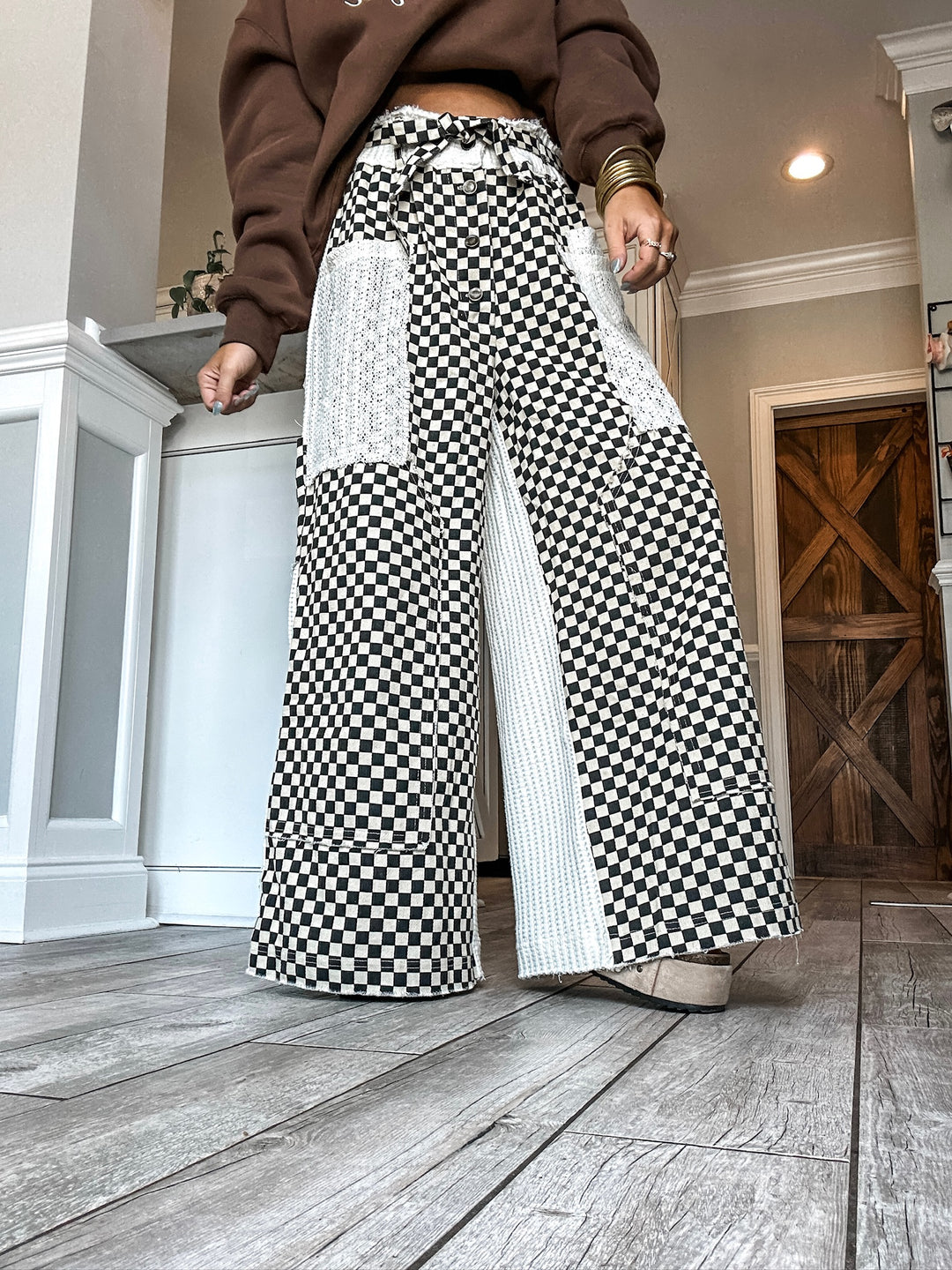 On The Grid Wide Leg Bottoms