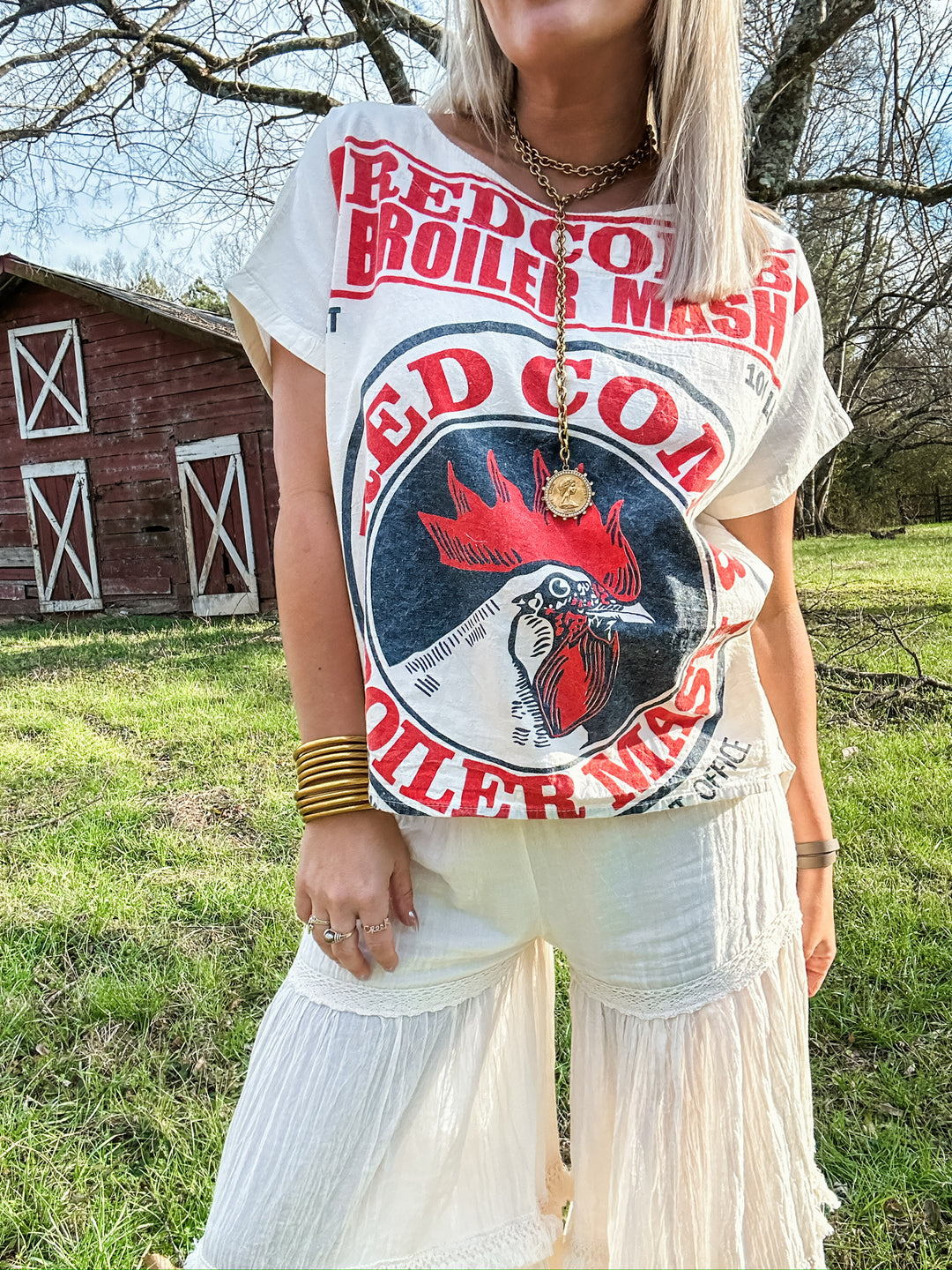 Rooster Round Neck Top