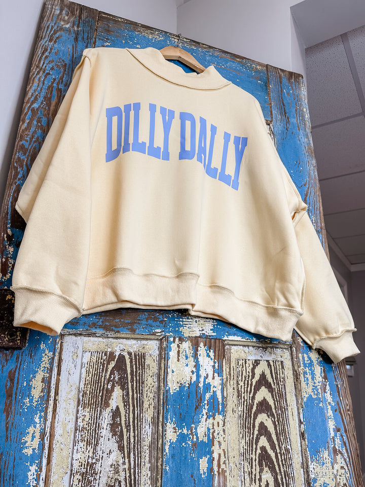 Dilly Dally Mock Neck Sweatshirt - Butter Yellow