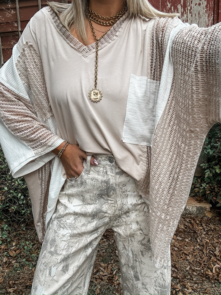Take Chances Patchwork Top - Oatmeal