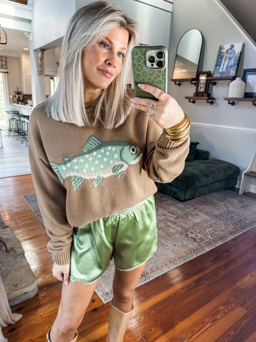 Lucky Lace Satin Shorts - Green