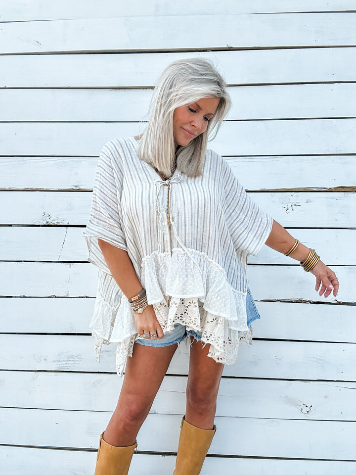 Threaded Lace Cardigan - Natural