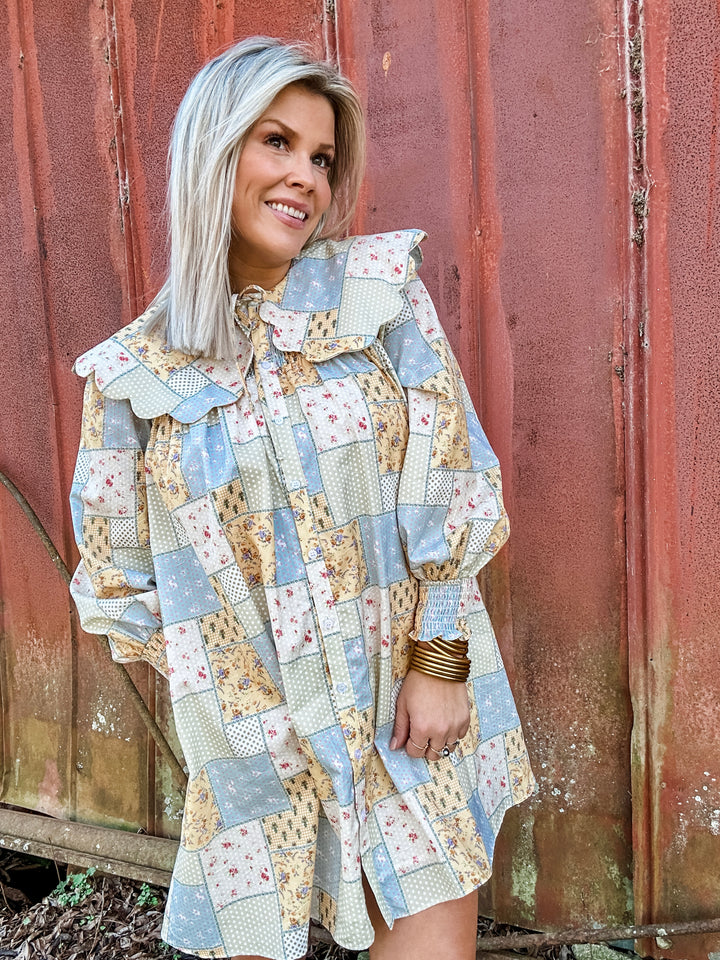 Playful & Polished Scallop Collar Mini Dress