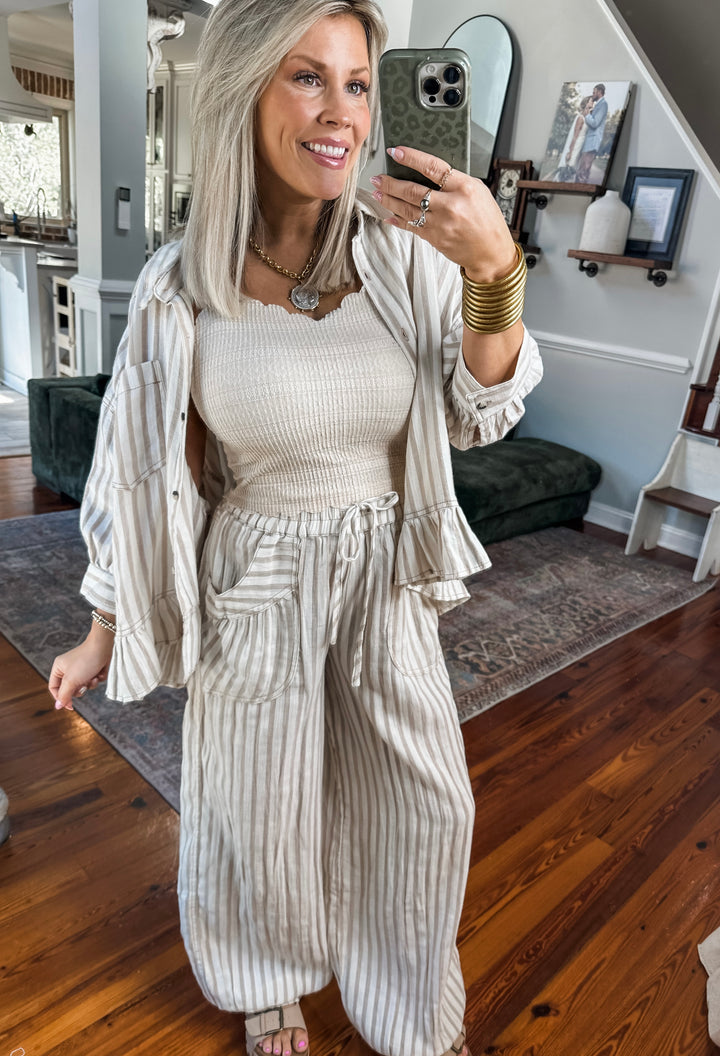 Calm Current Stripe Set - Taupe