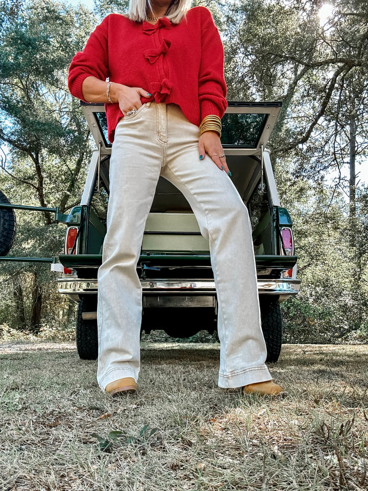 Timeless Classic Washed Beige Straight Leg Denim