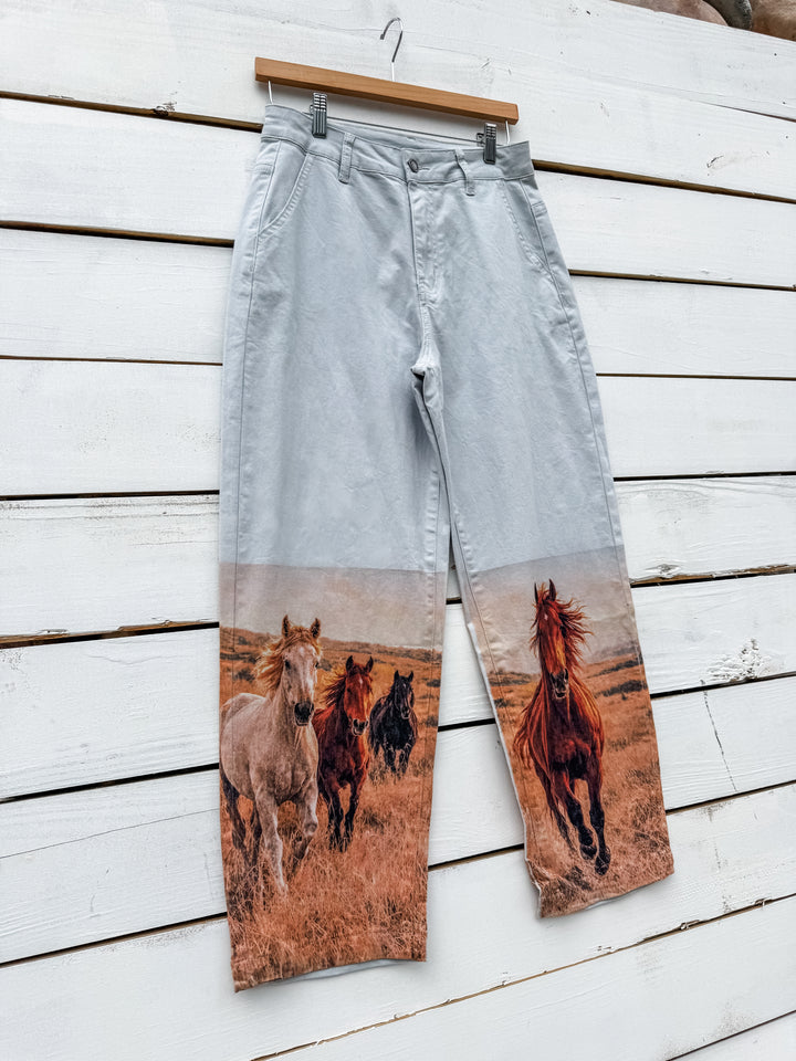 Wild at Heart Horse Denim Barrels