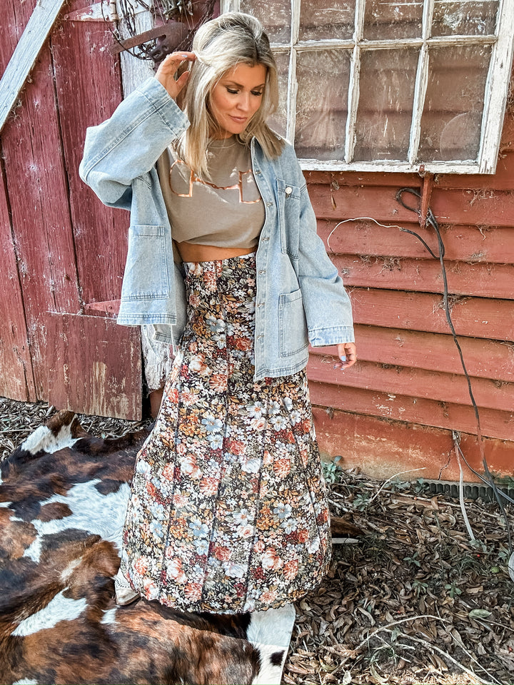 Boho Blues Side Tie Oversized Denim Jacket