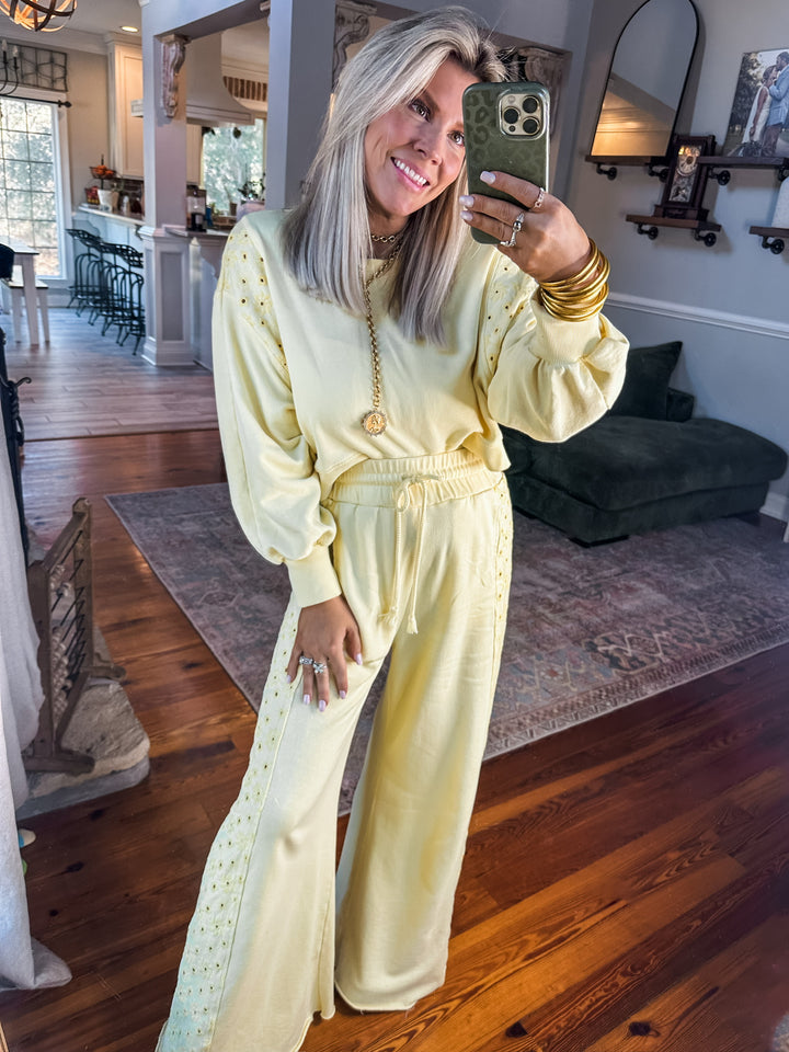 In The Details Embroidered Set - Yellow