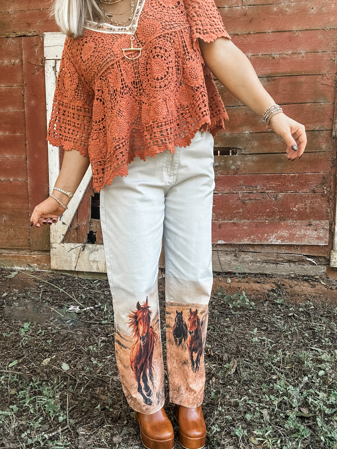 Wild at Heart Horse Denim Barrels