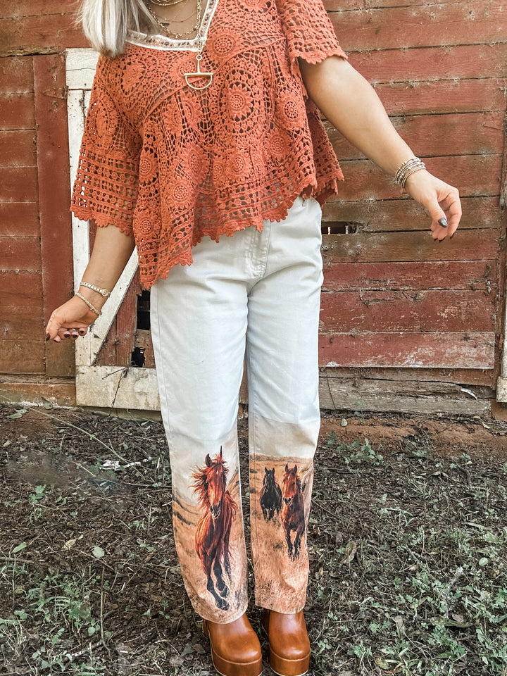 Wild at Heart Horse Denim Barrels