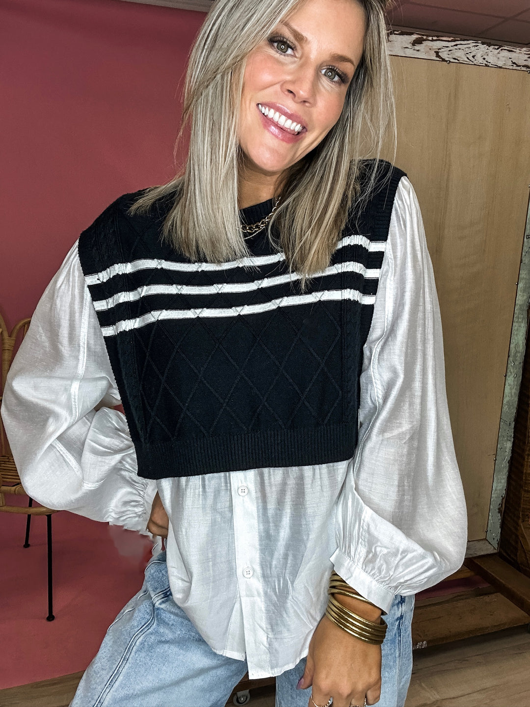 The Daily Knit Blouse - Black DOORBUSTER