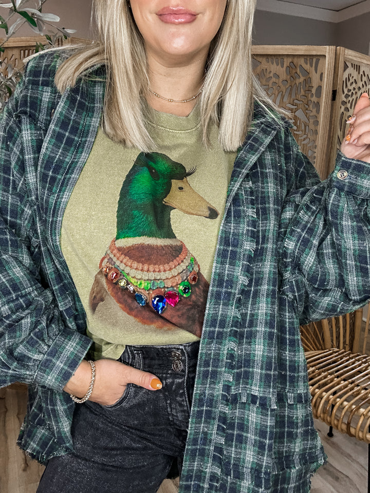 Wild & Well Dressed Jeweled Collar Mallard Muscle Tee