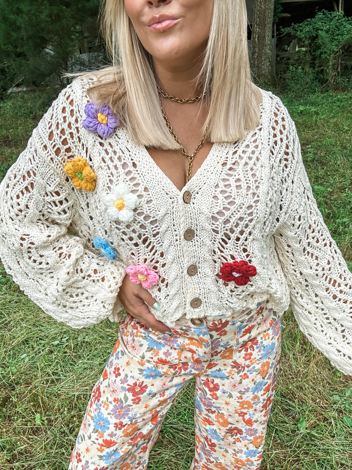 Petal Pop Crochet Sweater