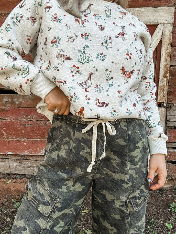 Sunday Morning Ducks and Chickens Sweatshirt