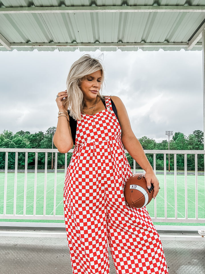 Seeing Red Plaid Overalls