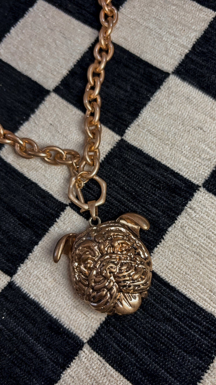 Gold Dog Head Necklace