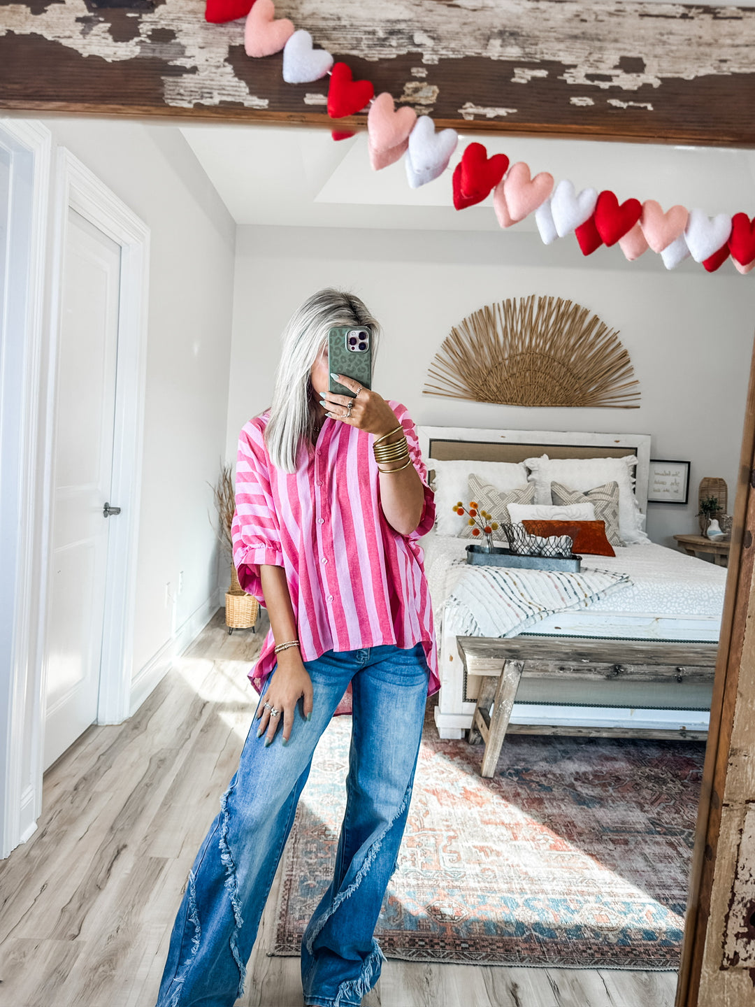 Love You More Striped Button Down Top